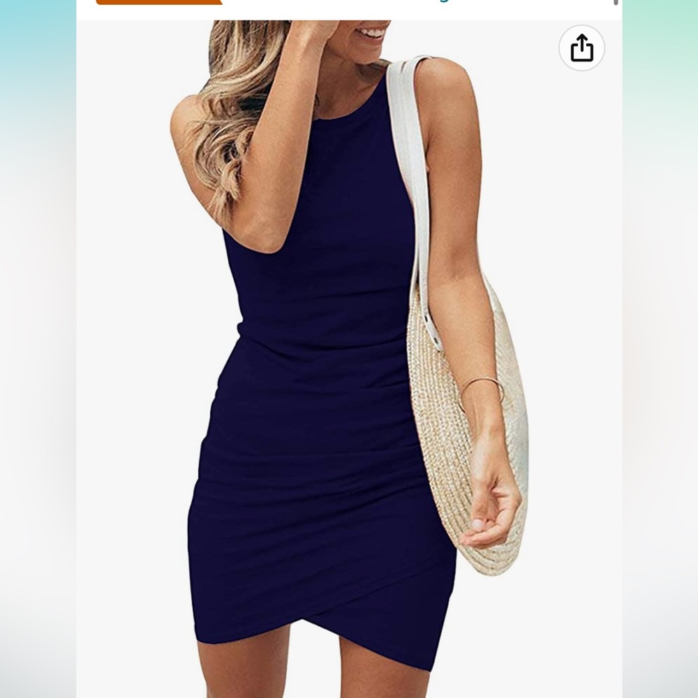 NWT ruched dress in navy size small